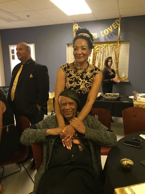Bert w Verna Chapman at 90th birthday party for brother William Monroe Small in Boston, 2018